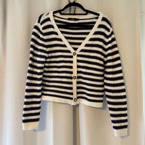 Amazon Black and White Striped Cardigan